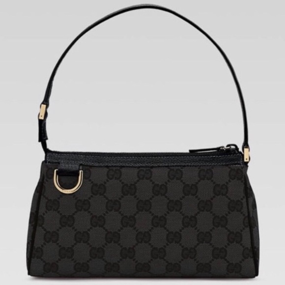 Gucci Handbags - Gucci Black GG Canvas D Ring Abbey Pochette